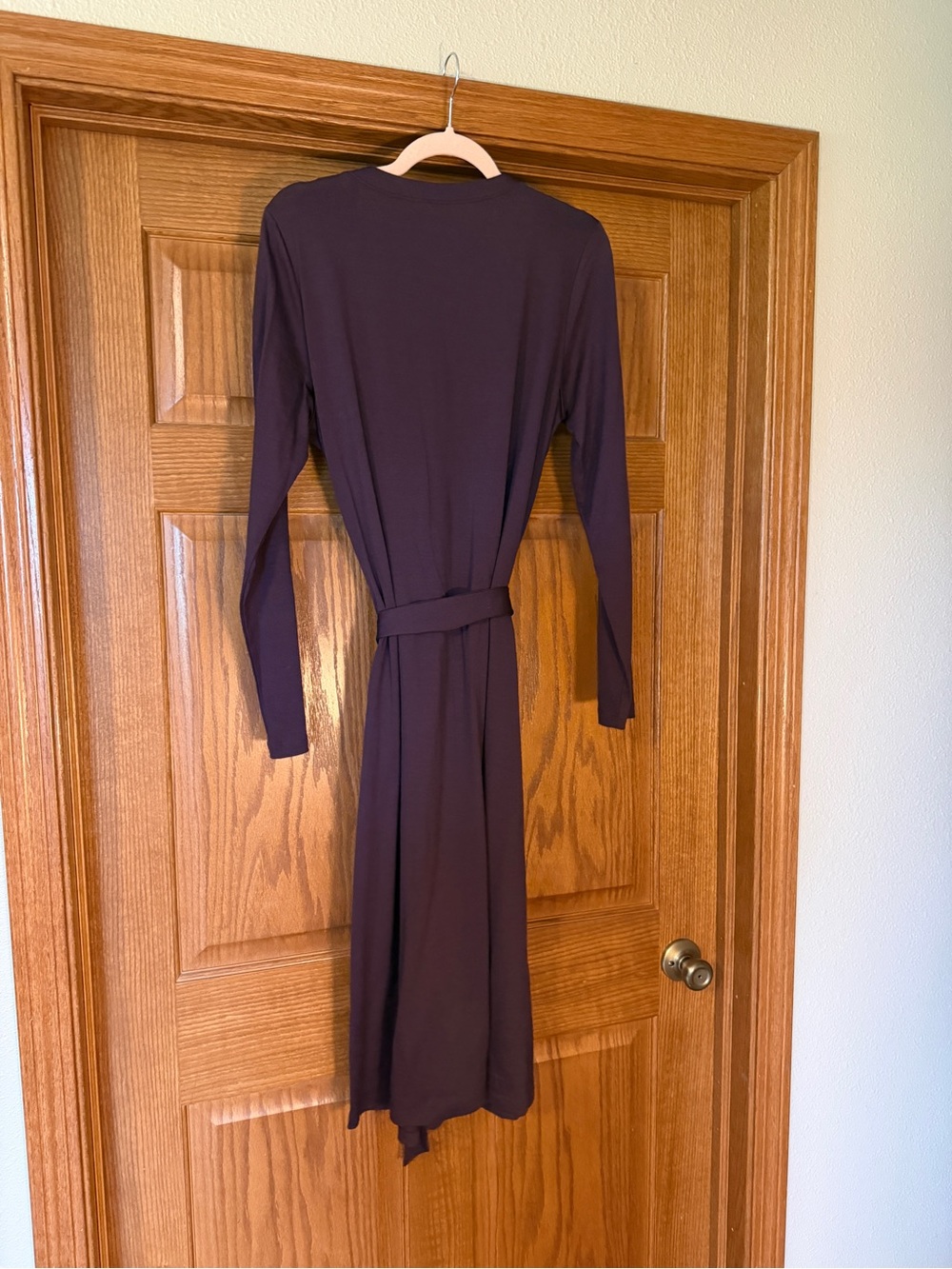 Wool& Bria dress in marionberry - Long Sleeve Button-Front Midi Dress in large - Picture 3 of 3